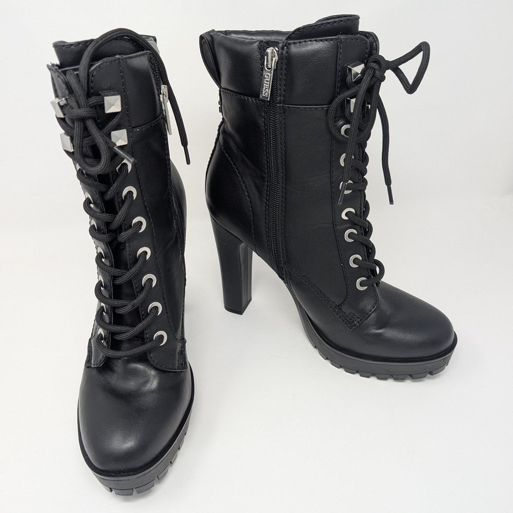 GUESS Black Lace-Up Ankle Combat Boots SIZE 9.5 - Picture 9 of 13